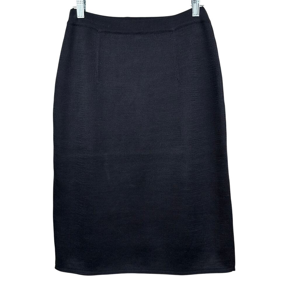 Peruvian Connection Knit Skirt Pima Cotton Handmade Pencil Pull On Black Small